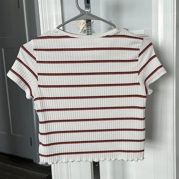 American Eagle Sz M Ribbed Knit Striped Crop Top - Picture 4 of 7
